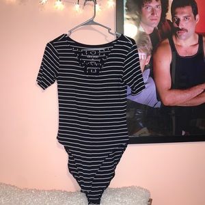 Striped body suit